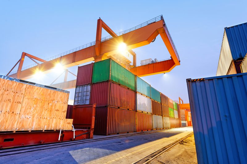 Containers at a port container terminal