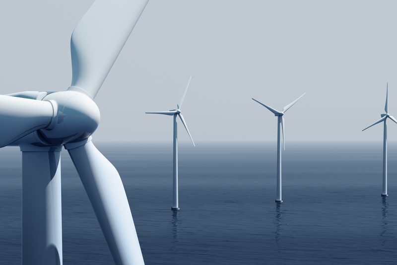 Offshore wind turbines at sea